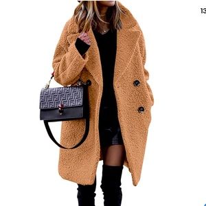 BTFBM Women's 2023 Winter Faux Fur Coats Long Sleeve Lapel Fuzzy Fleece Outerwea